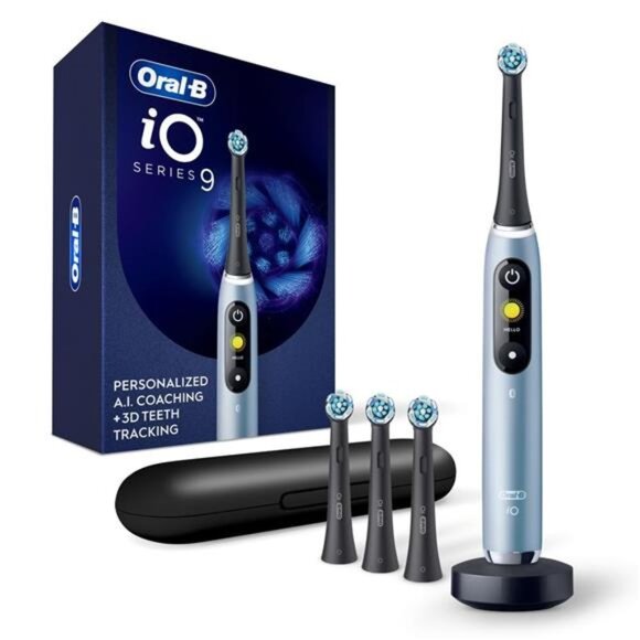Oral-B iO Series 9 Electric Toothbrush with 4 Brush Heads, Aqua Alabaster - Picture 1 of 7